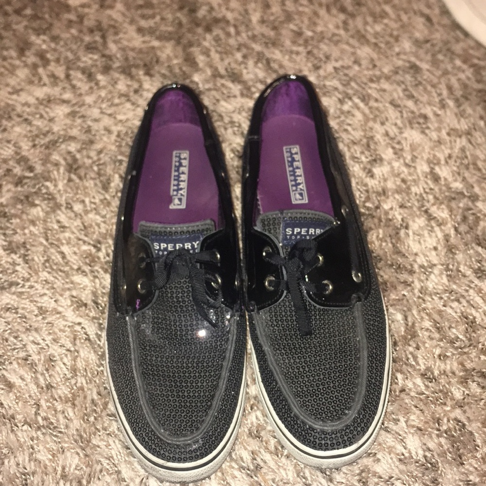 Black sparkly sperrys